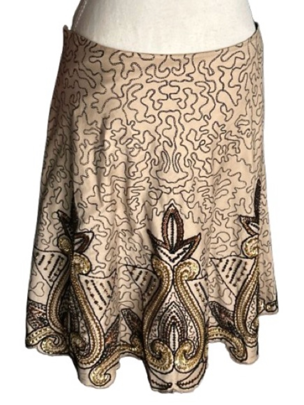 Stunning Heavily Beaded BASIL & MAUDE Skirt Small Anthropologie Boho Designer